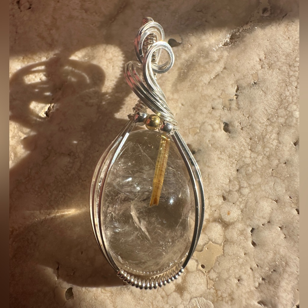 Sterling Silver Rutilated Quartz Necklace Pendant